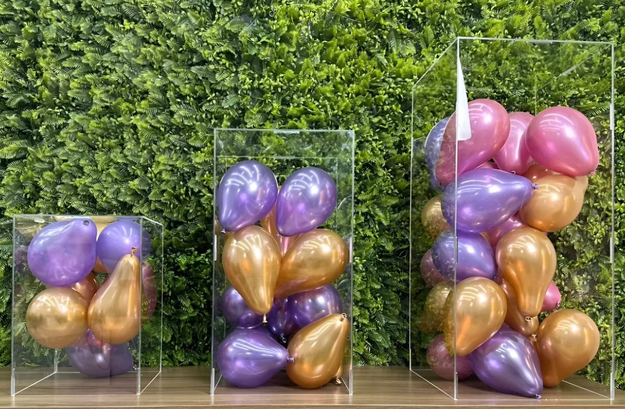 Kit trio cubos acrílico transparente decoração