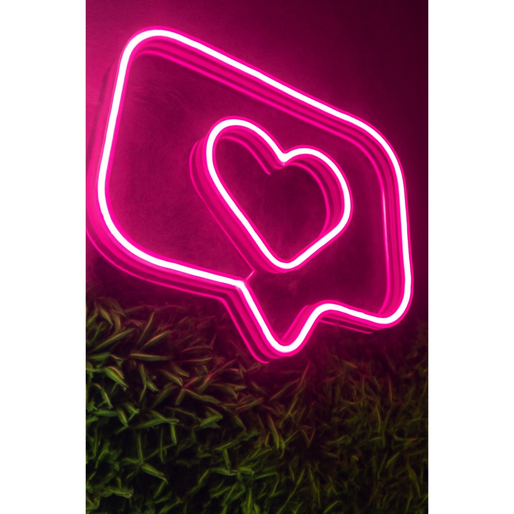 Coração neon em led like em acrílico